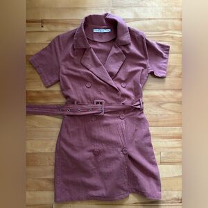 HYFVE Dusty Rose Double Breasted Dress with Adjustable Belt Size M